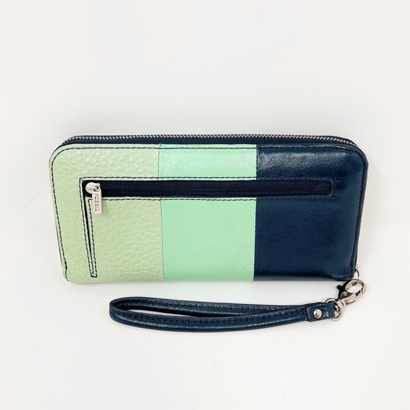 Fossil Wallet Wristlet Clutch Colorblock Leather - Picture 2 of 10